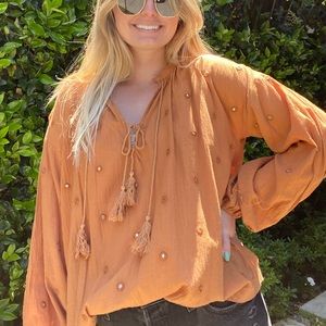 Boho mirrored peasant blouse